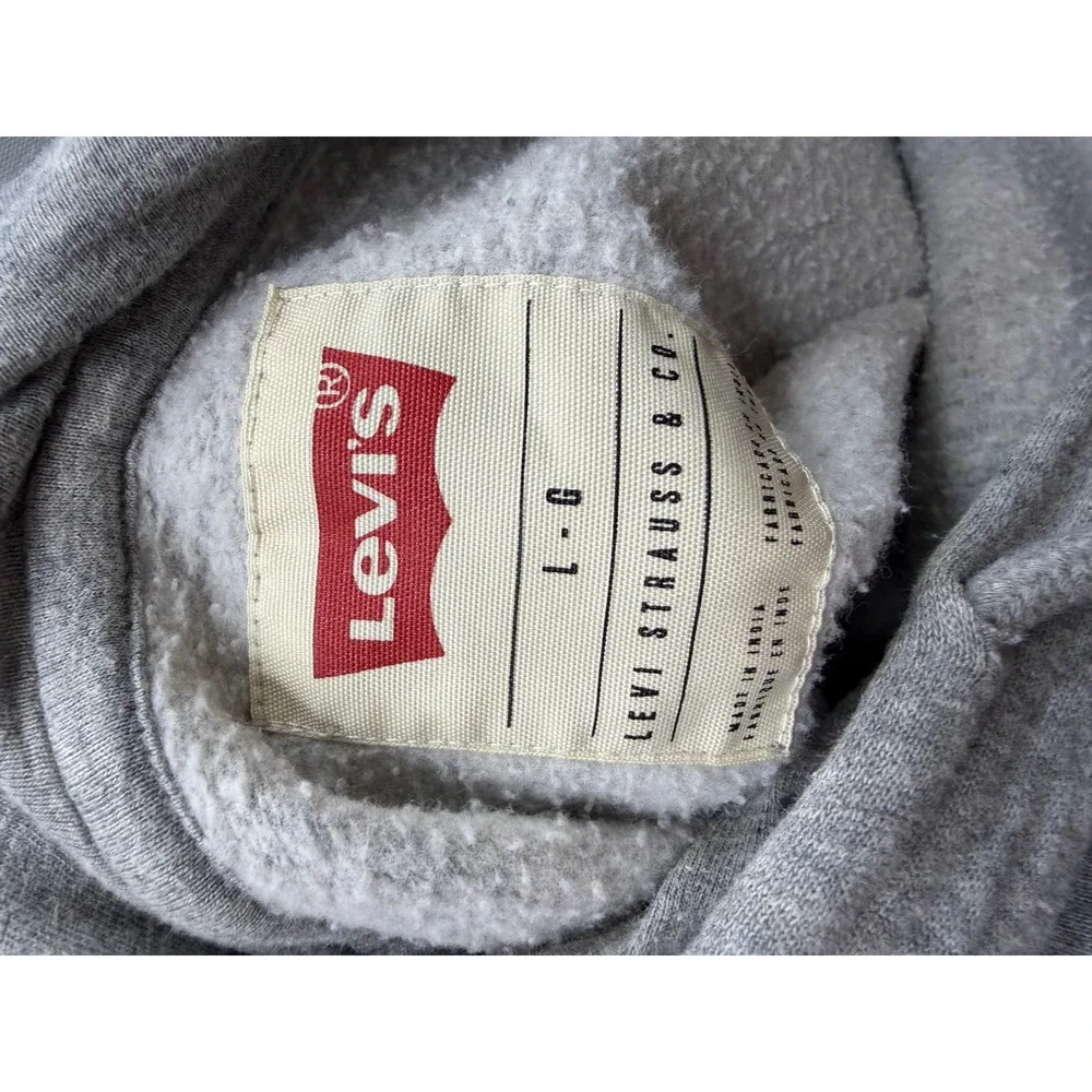 Levi's Hoodie Mens Grey Graphic Batwing Logo Pullover Sweatshirt Large